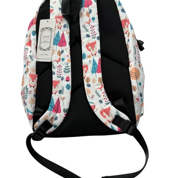 New NWT Backpack, Fox Bird Leaf Design.  Joymoze Brand White / Pink main image 12